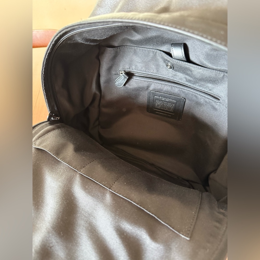 Coach Black and Gray Striped Leather Backpack - Picture 6 of 12